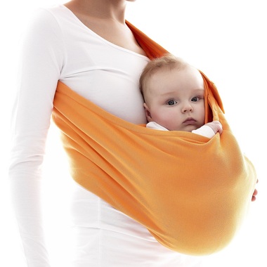 Wallaboo Bawełniana chusta do noszenia dzieci - pomarańczowa