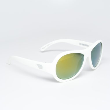 Okulary przeciwsłoneczne dla dzieci z polaryzacją Babiators - białe z żółtymi szkłami