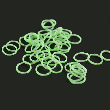 Zapasowe gumki do robienia bransoletek 600 szt. + 24 zapinki, pasują do zestawów Loom Friendly Bands - zielono-białe ciapki