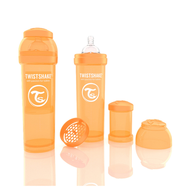Twistshake Butelka antykolkowa shaker 330 ml - pomarańczowa