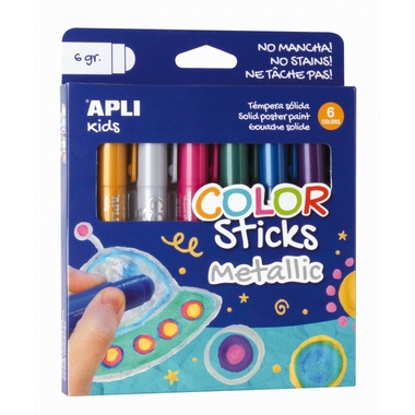Farby w kredce metaliczne Apli Kids - 6 kolorów