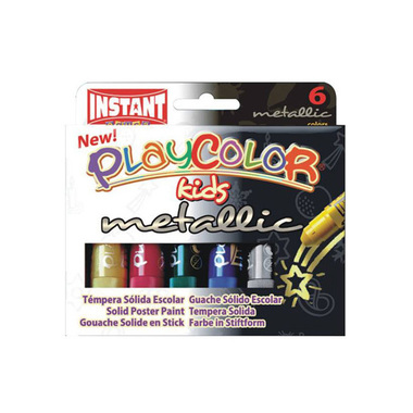 Metaliczne farbki dla dzieci w sztyfcie Playcolor Instant 6 kol.