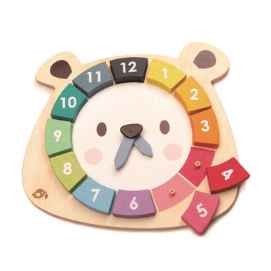 Drewniana zabawka edukacyjna - Kolorowy zegar Miś Tender Leaf Toys