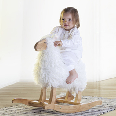 Owieczka na biegunach z miękkim futrem - biała