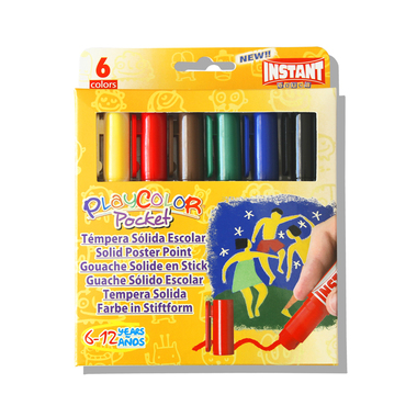 Farbki dla dzieci w sztyfcie POCKET Playcolor Instant 6 kol.