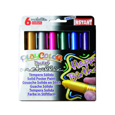 Metaliczne Farbki dla dzieci w sztyfcie POCKET Playcolor Instant 6 kol.