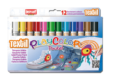 Farbki w sztyfcie TEXTIL POCKET Playcolor Instant do tkanin 12 kol. 