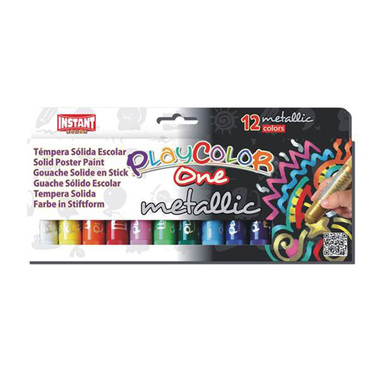 Metaliczne Farbki dla dzieci w sztyfcie Playcolor Instant 12 kol.